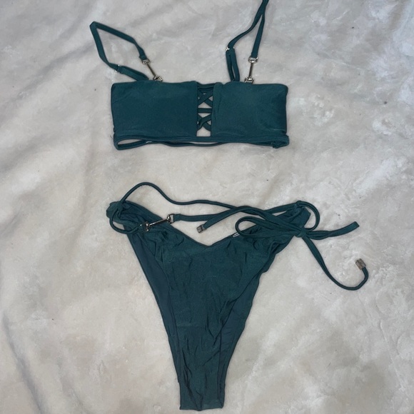 ASOS River Island Lattice Green Bikini Set - Picture 3 of 13